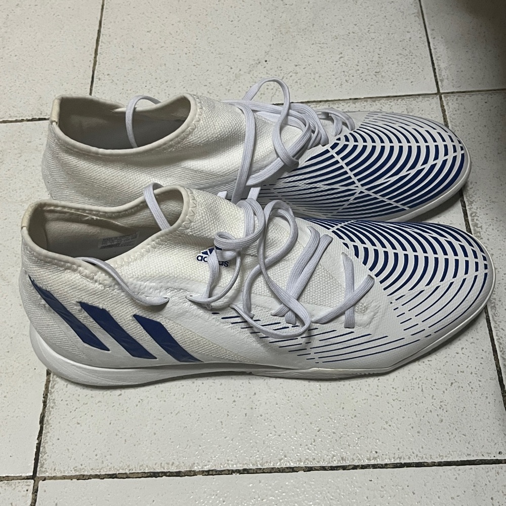 Adidas White and Blue Striped Sneakers
